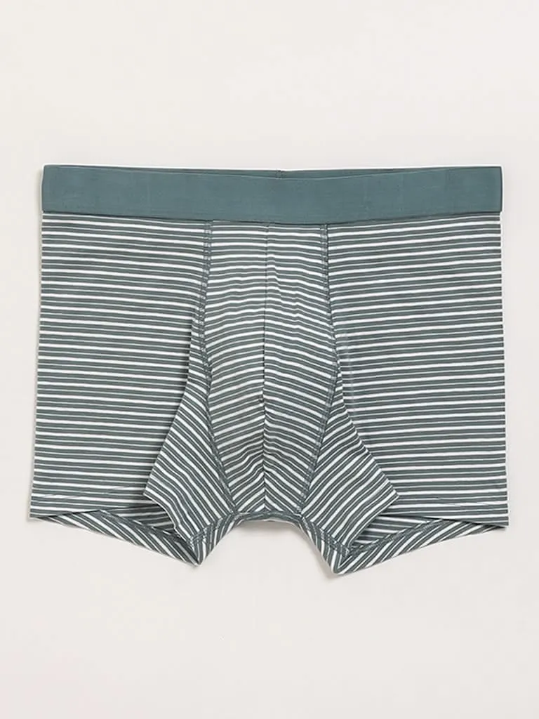 WES Lounge Teal Printed Cotton Trunks - Pack of 3
