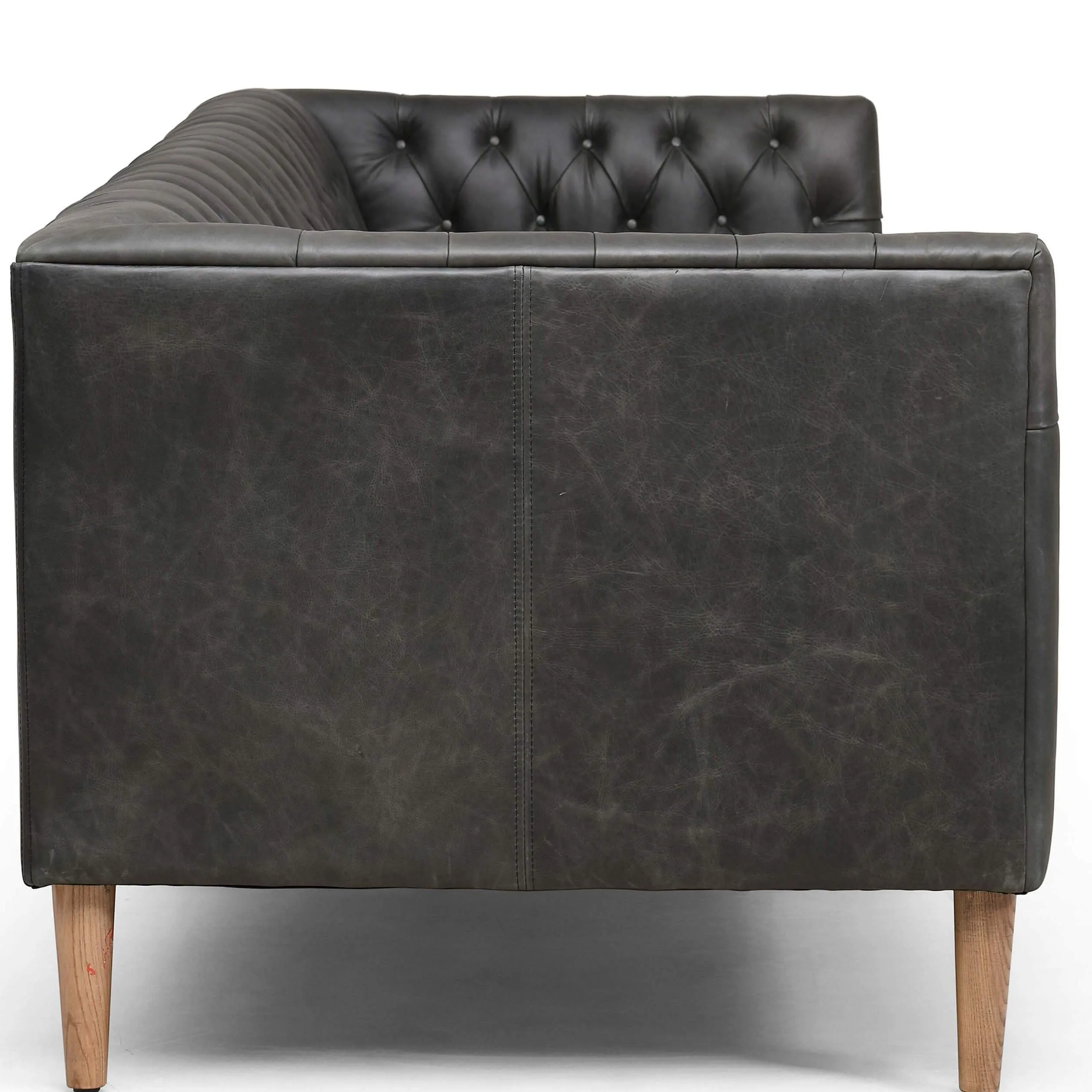 Williams Leather 90" Sofa, Washed Ebony