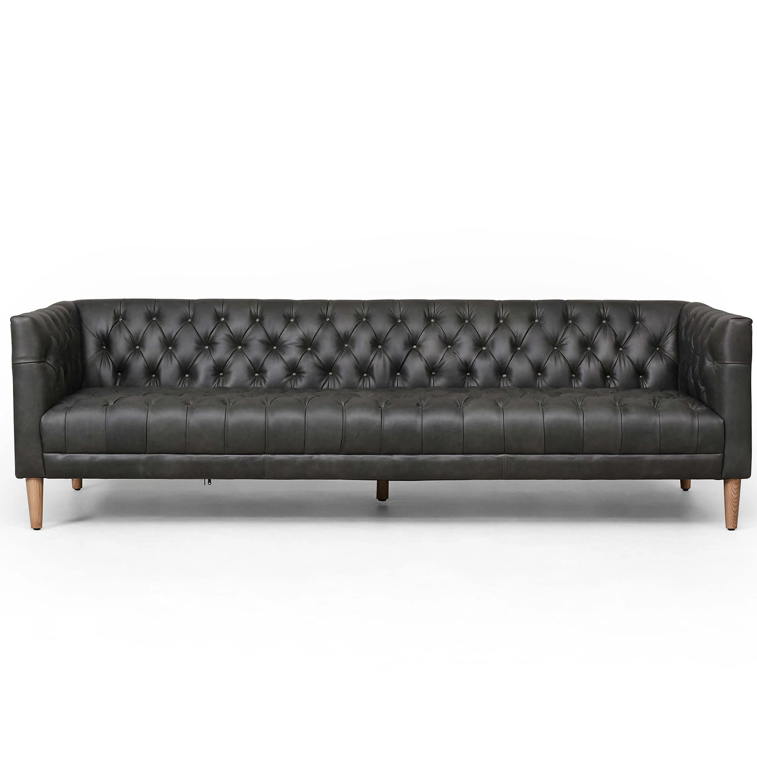 Williams Leather 90" Sofa, Washed Ebony