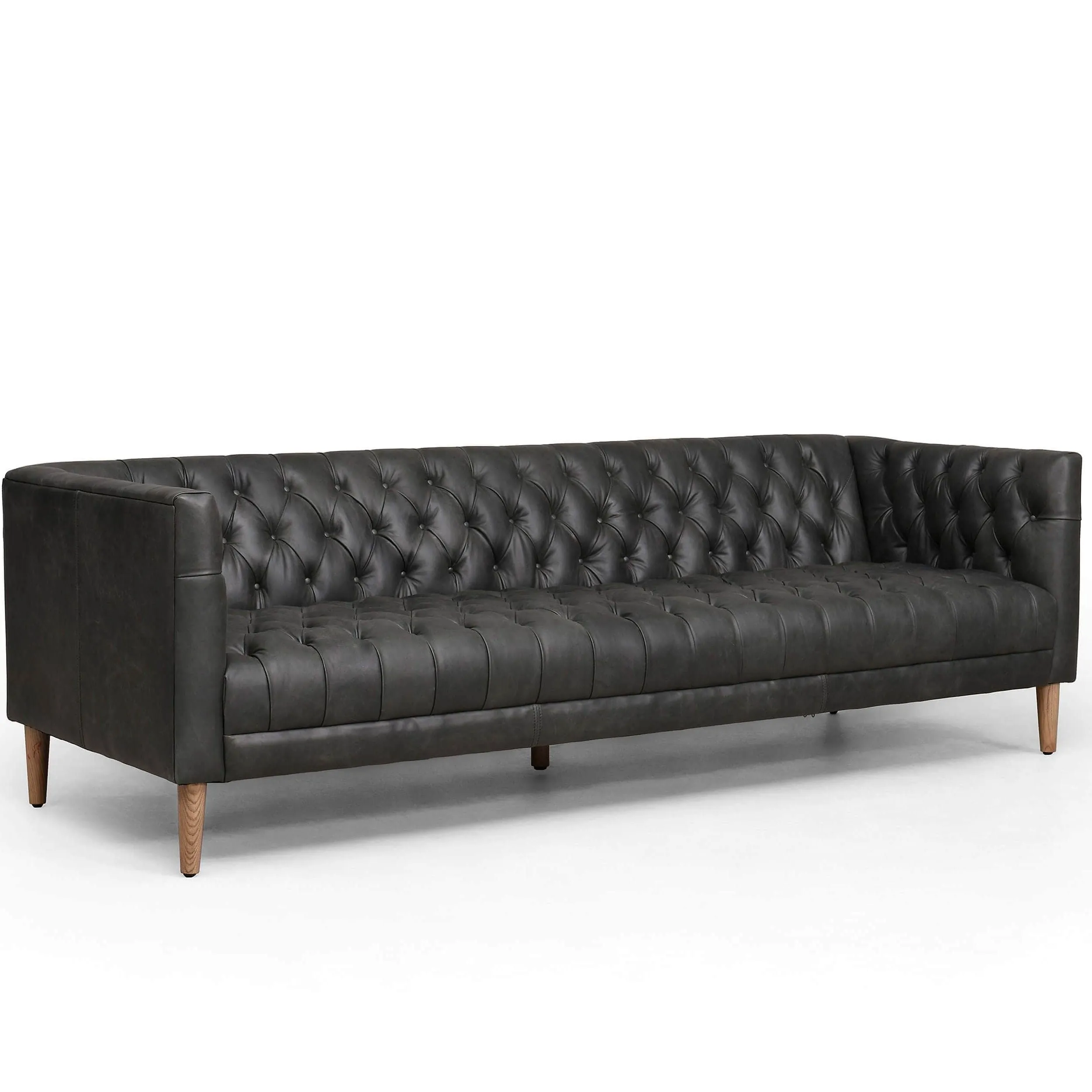 Williams Leather 90" Sofa, Washed Ebony