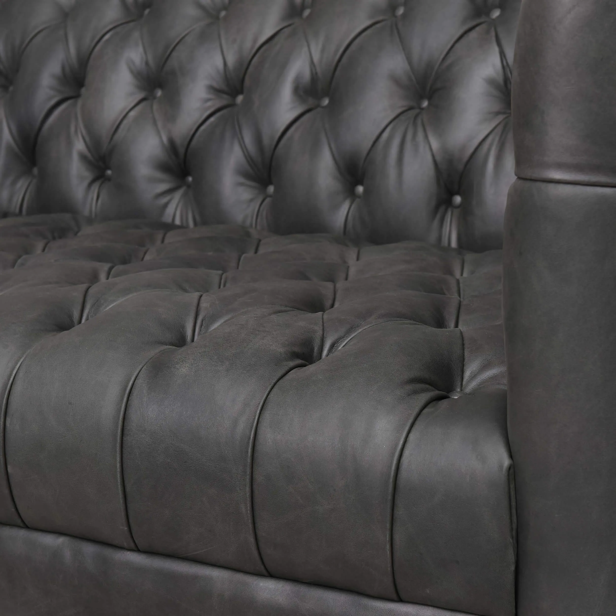 Williams Leather 90" Sofa, Washed Ebony