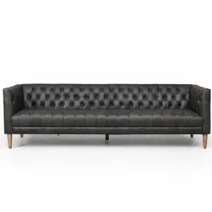 Williams Leather 90" Sofa, Washed Ebony