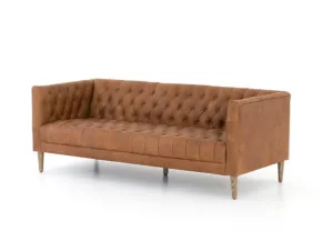 WILLIAMS LEATHER SOFA 75", NATURAL WASHED CAMEL