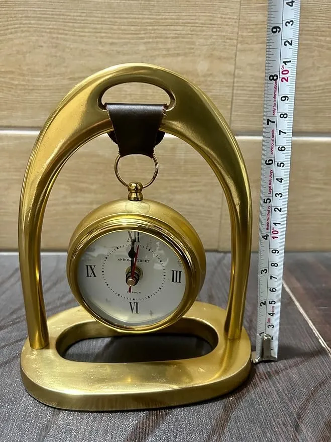 Women Wooden Handcraft Handmade Brass Polish Table Top Clock - Antique Style Roman Numeral Desk Clock for Home and Office Decor