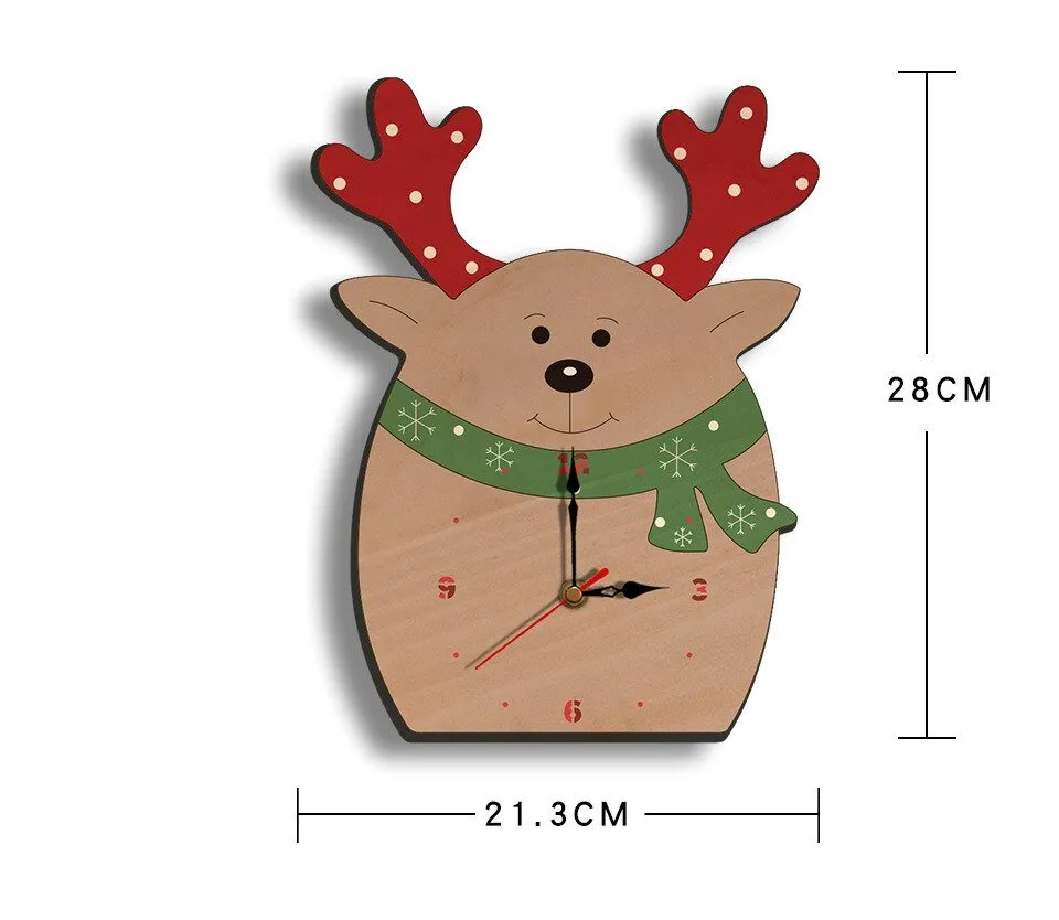 Wooden Cartoon Wall Clock for Christmas Decoration