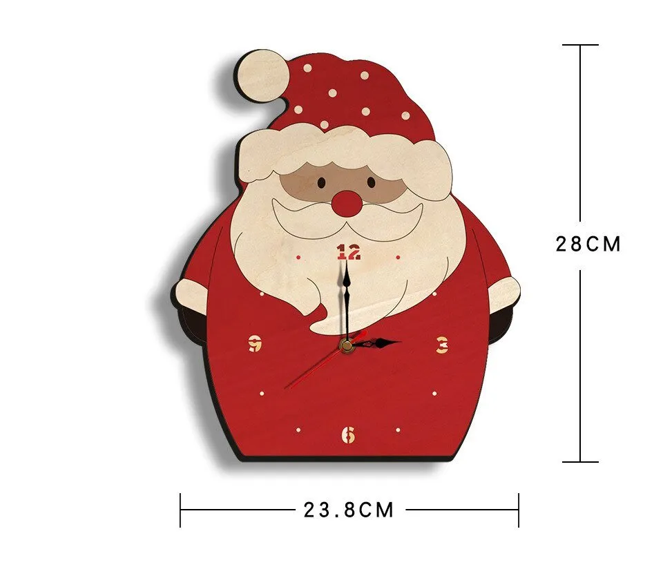 Wooden Cartoon Wall Clock for Christmas Decoration