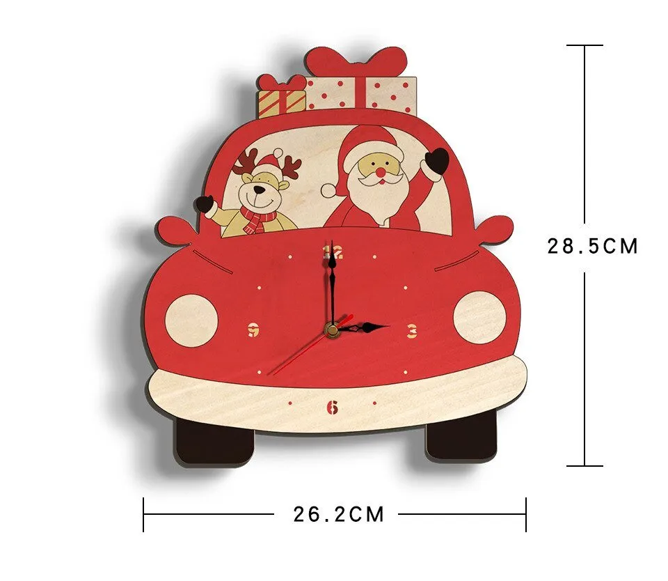 Wooden Cartoon Wall Clock for Christmas Decoration