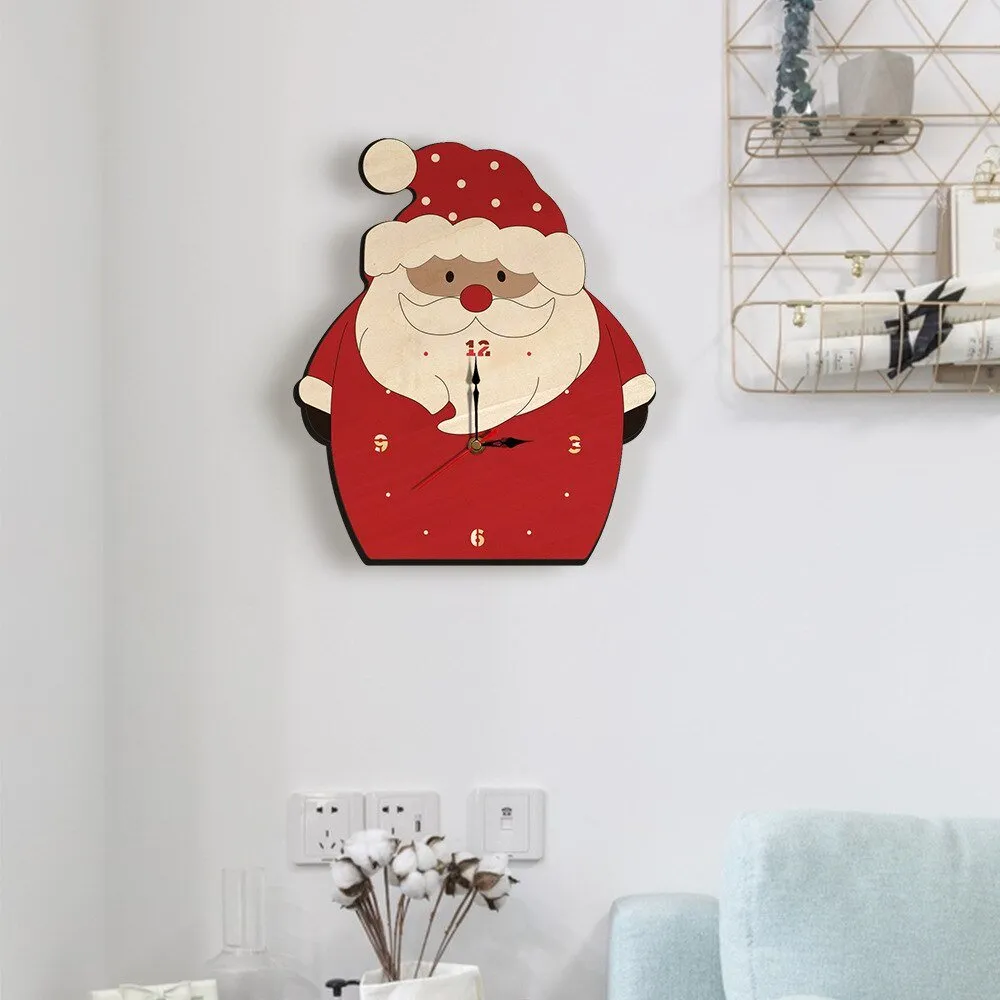 Wooden Cartoon Wall Clock for Christmas Decoration