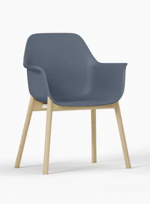 Wooden Leg Plastic Office Chair, Visitor Chair For Office and Home