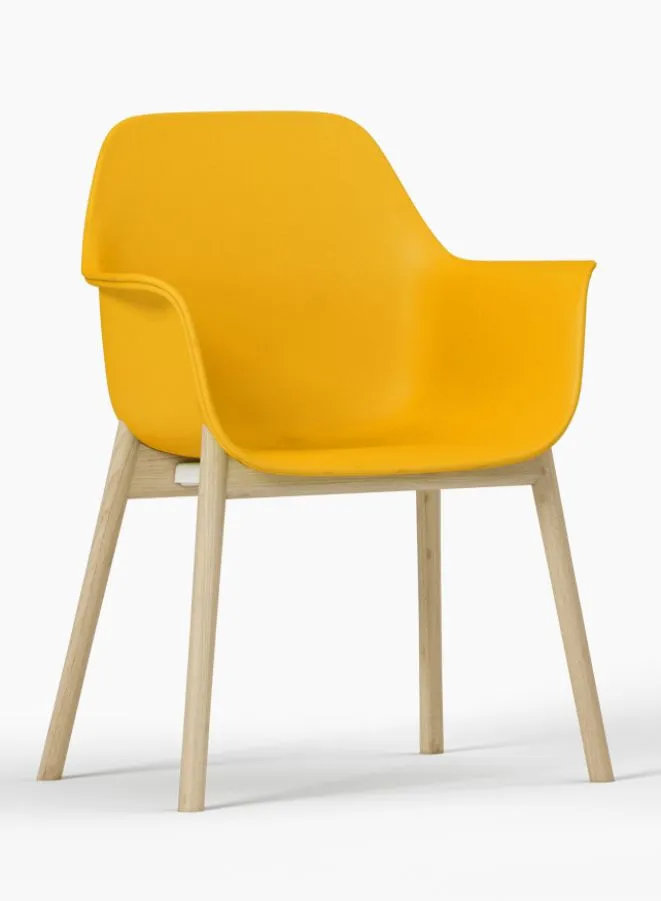 Wooden Leg Plastic Office Chair, Visitor Chair For Office and Home