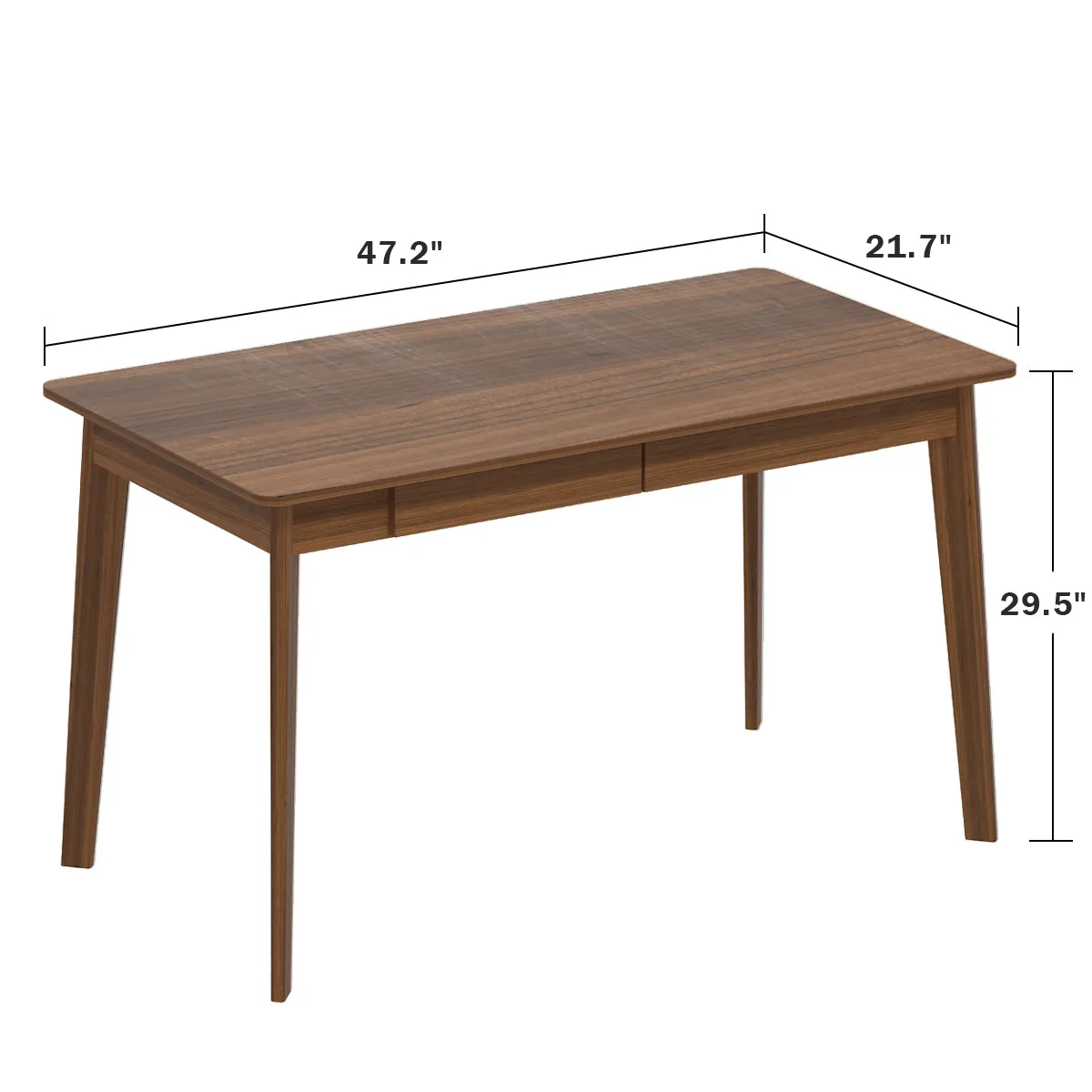 Wooden Minimalist Desk Wide Study Desk Sturdy & Stable 47.2"W