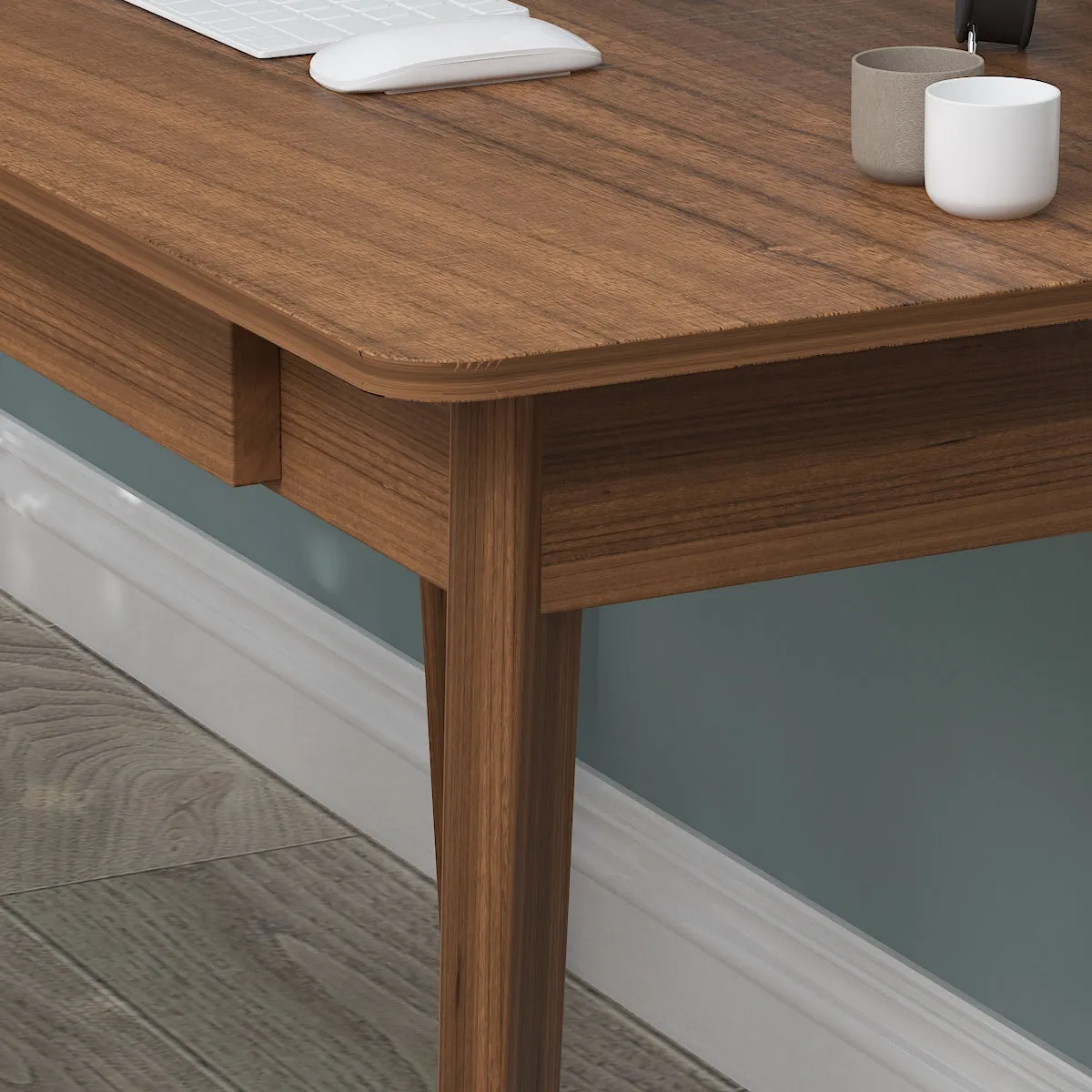 Wooden Minimalist Desk Wide Study Desk Sturdy & Stable 47.2"W