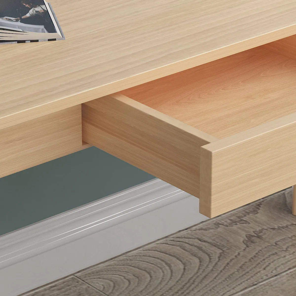 Wooden Minimalist Desk Wide Study Desk Sturdy & Stable 47.2"W