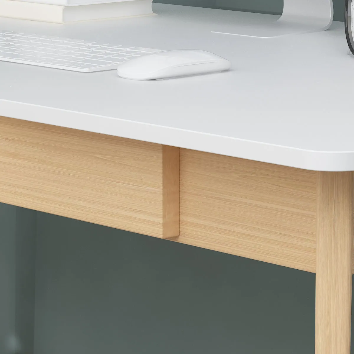 Wooden Minimalist Desk Wide Study Desk Sturdy & Stable 47.2"W