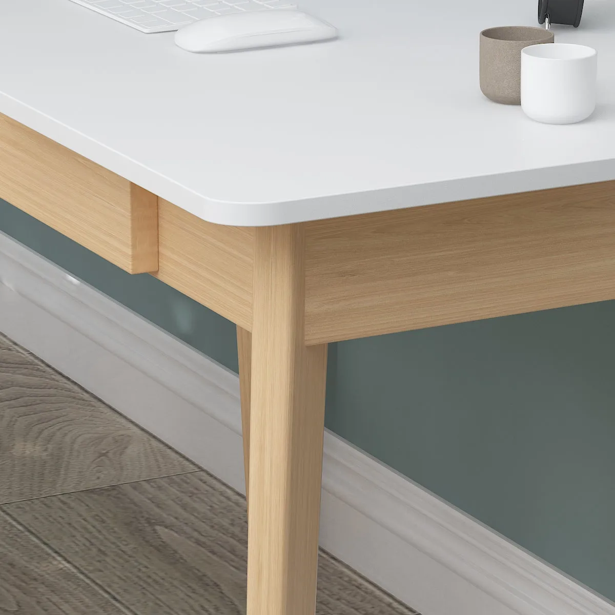 Wooden Minimalist Desk Wide Study Desk Sturdy & Stable 47.2"W