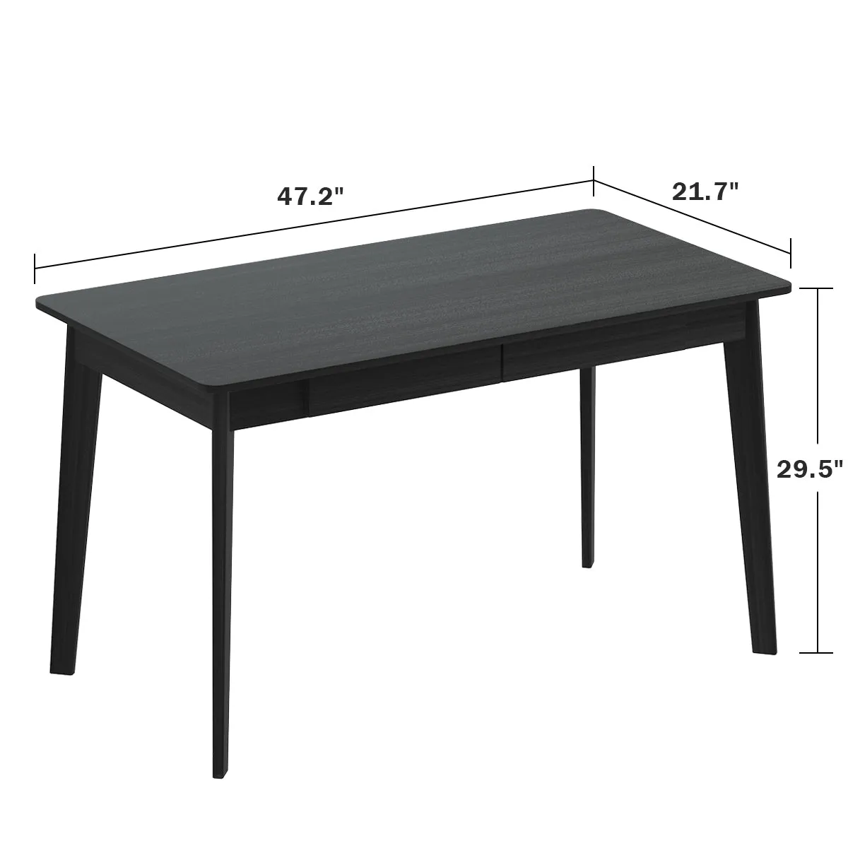 Wooden Minimalist Desk Wide Study Desk Sturdy & Stable 47.2"W