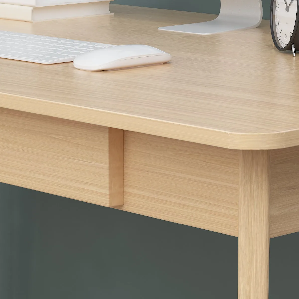 Wooden Minimalist Desk Wide Study Desk Sturdy & Stable 47.2"W