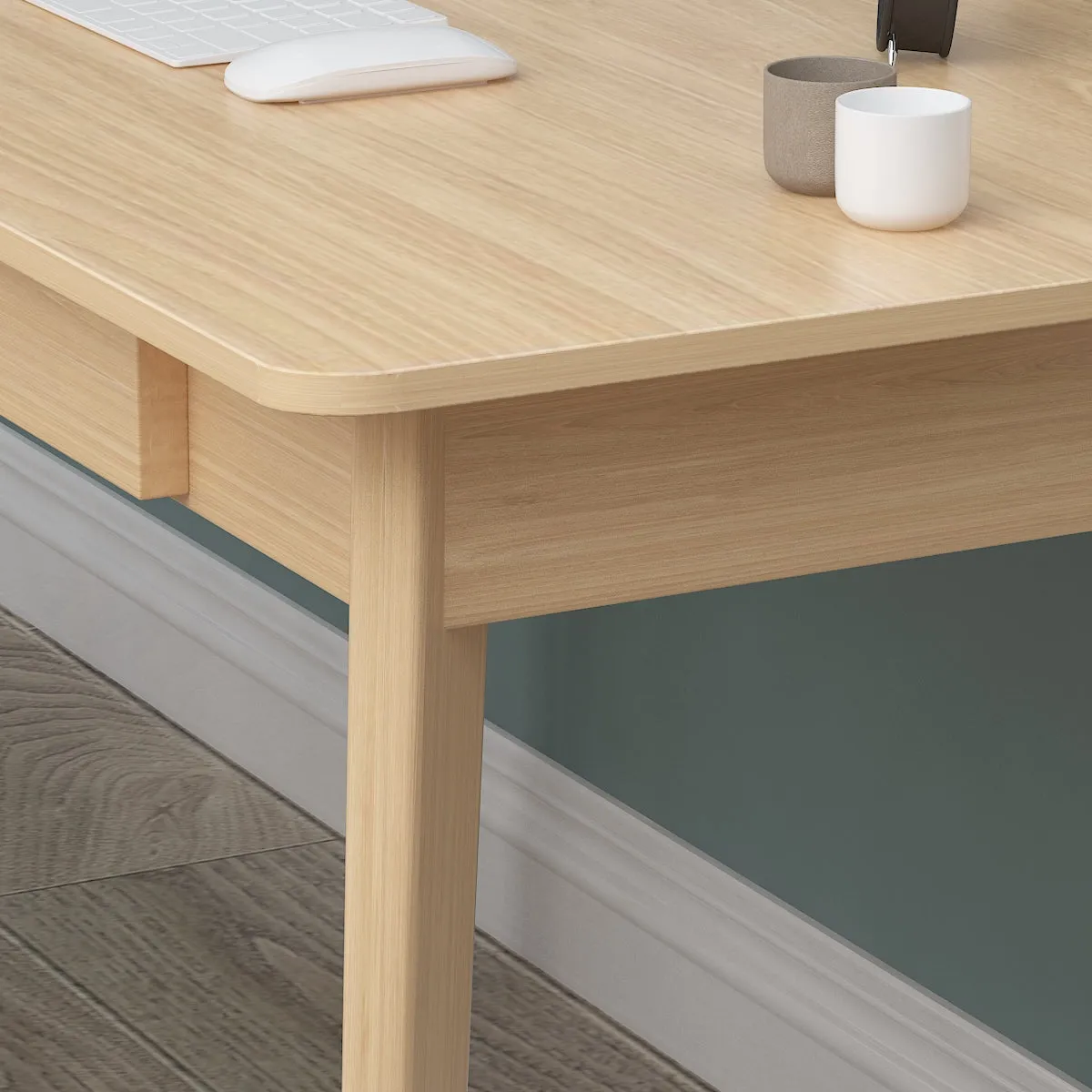 Wooden Minimalist Desk Wide Study Desk Sturdy & Stable 47.2"W