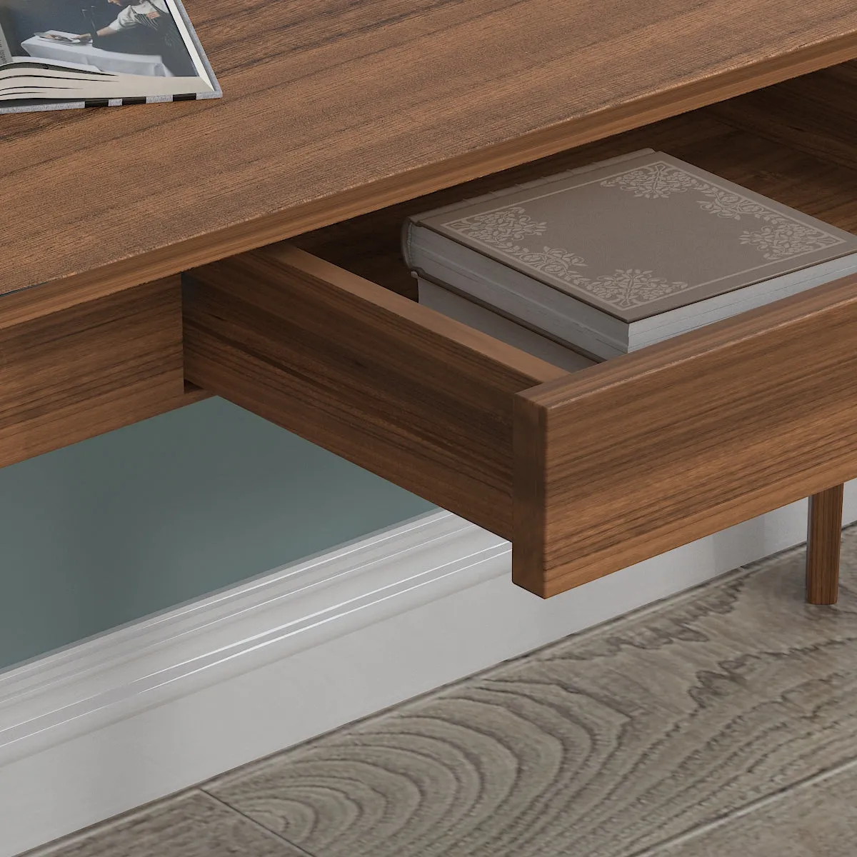 Wooden Minimalist Desk Wide Study Desk Sturdy & Stable 47.2"W