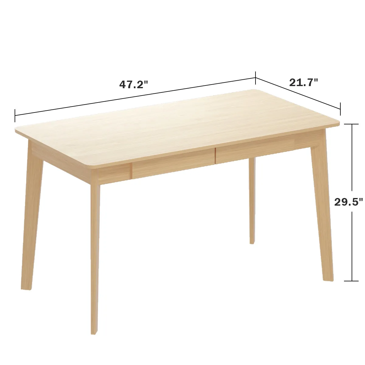 Wooden Minimalist Desk Wide Study Desk Sturdy & Stable 47.2"W
