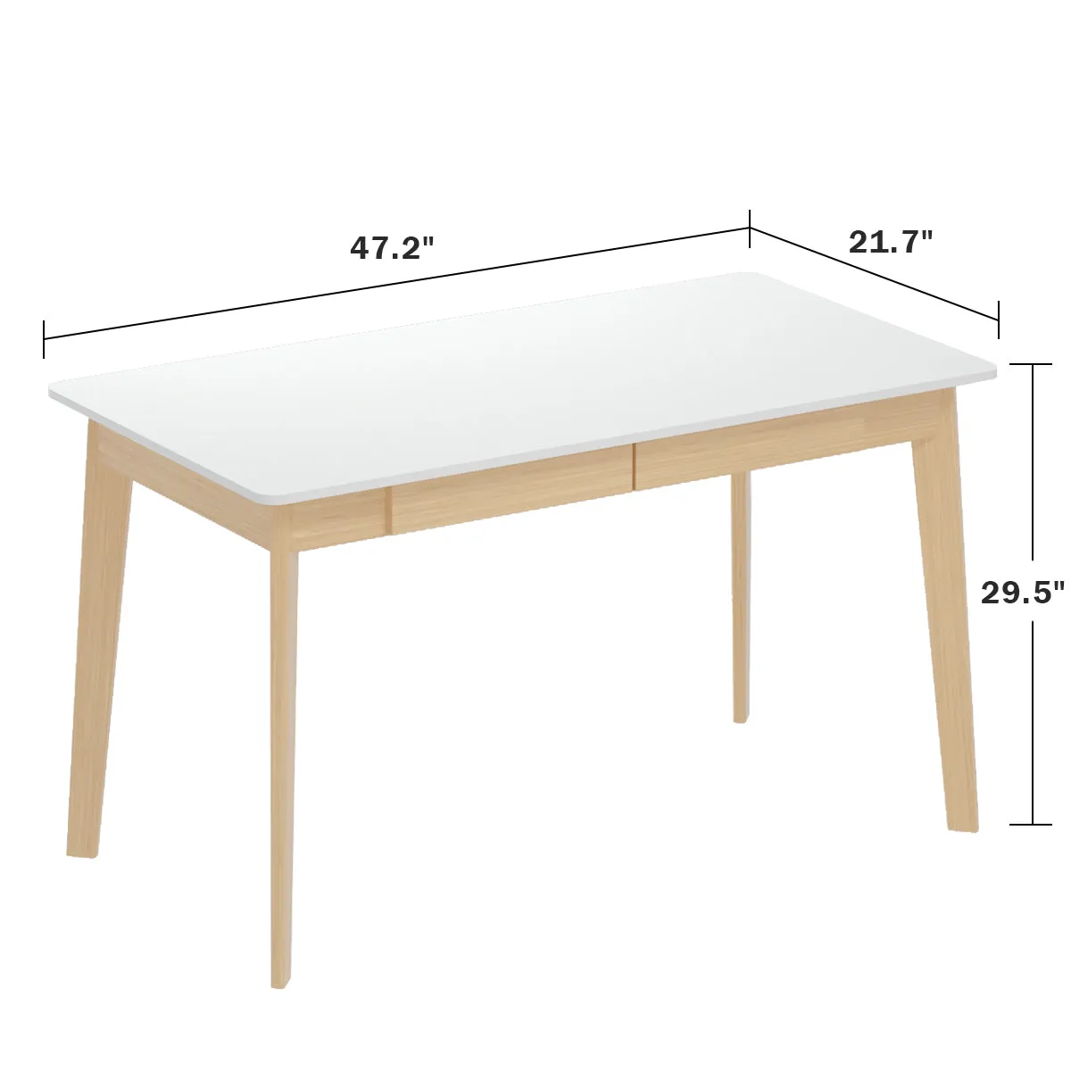 Wooden Minimalist Desk Wide Study Desk Sturdy & Stable 47.2"W