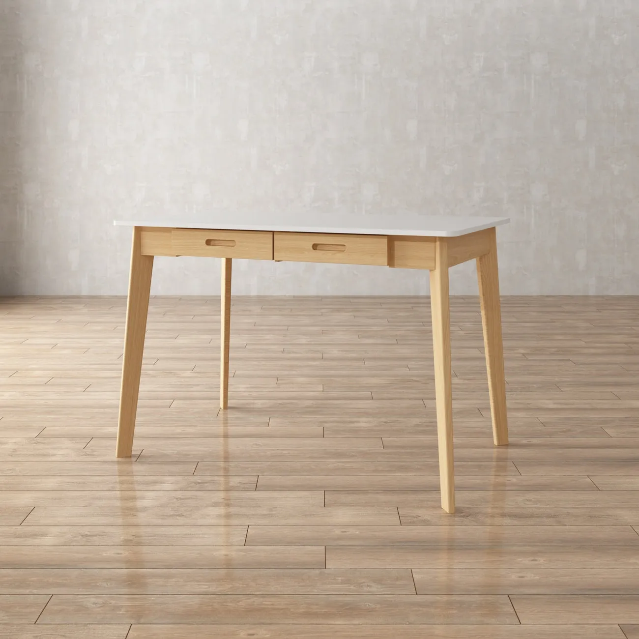 Wooden Minimalist Writing Desk White Study Table for Office 39.4"W