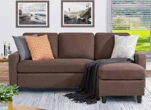 Wooden Twist Cosy L-Shaped Sectional 3 Seater Sofa Set With Ottoman Elegant Living Room Furniture for Comfort and Style