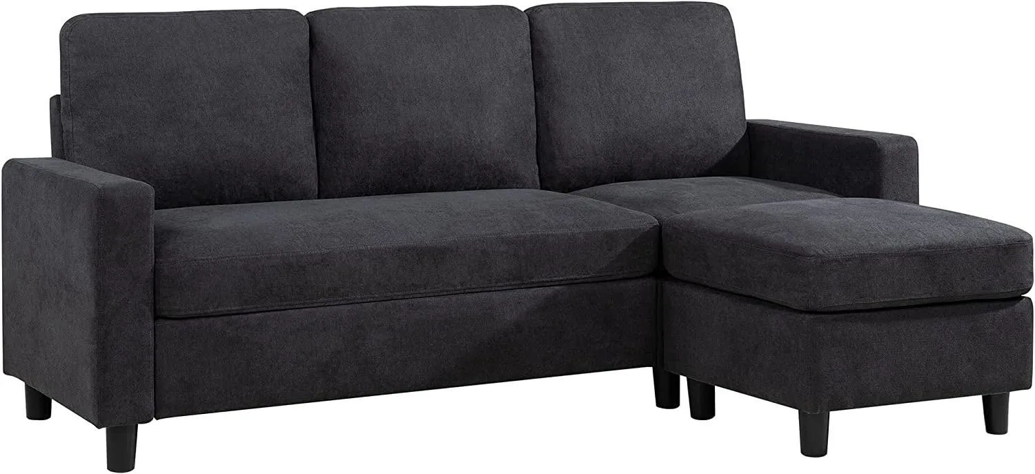 Wooden Twist Cosy L-Shaped Sectional 3 Seater Sofa Set With Ottoman Elegant Living Room Furniture for Comfort and Style