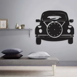 WOODEN VINTAGE CAR WITH CLOCK