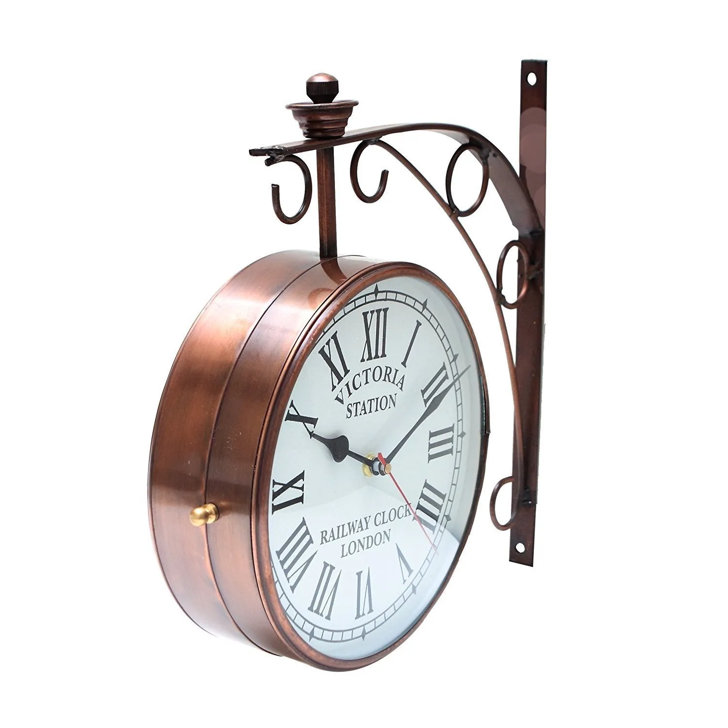 YourChoice Vintage Style, Old Style, Unique Double Side Antique, Railway Station / Platform Wall Clock ( Bronze ) ( 8" DIA )