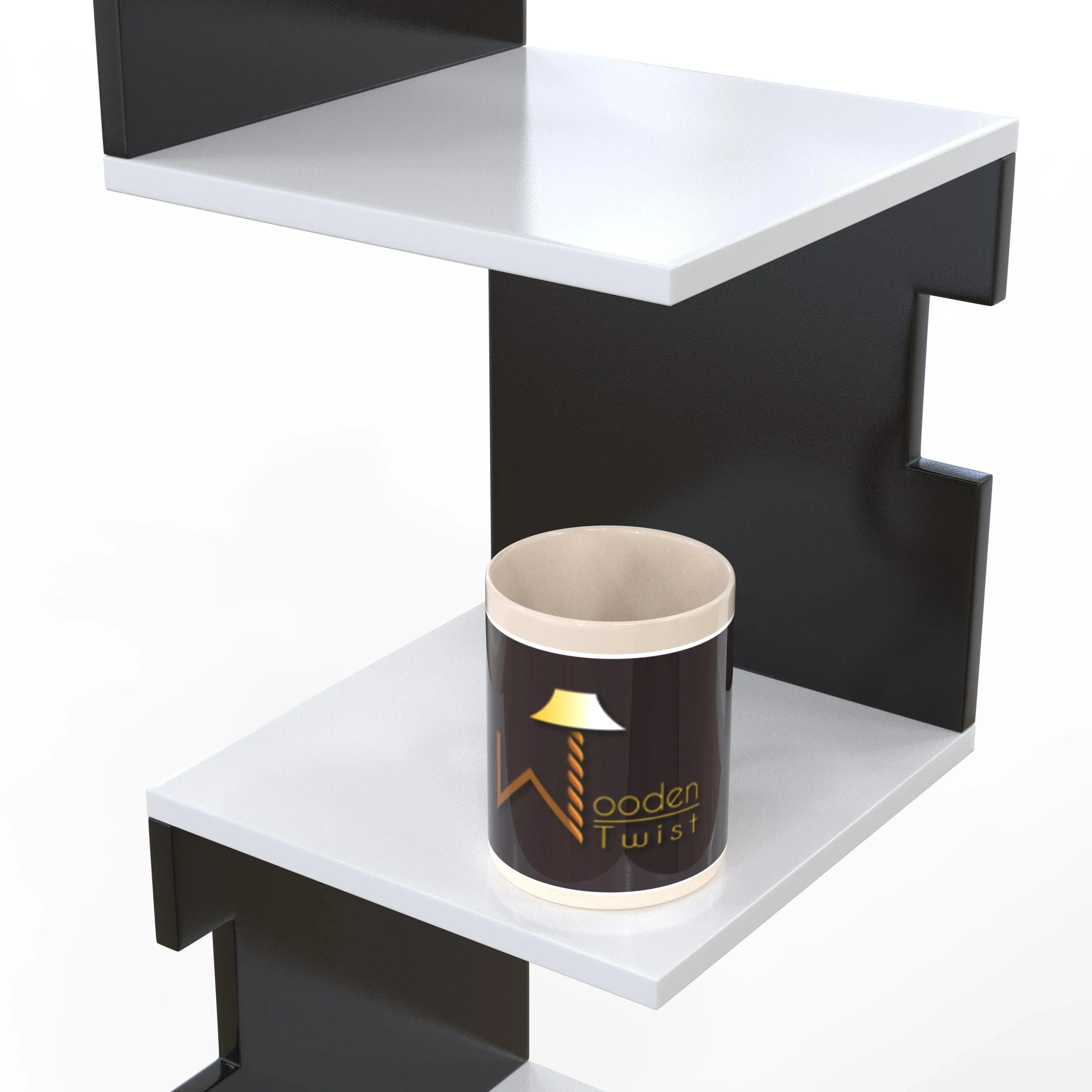 Zig Zag Alzak Floating Corner Shelves