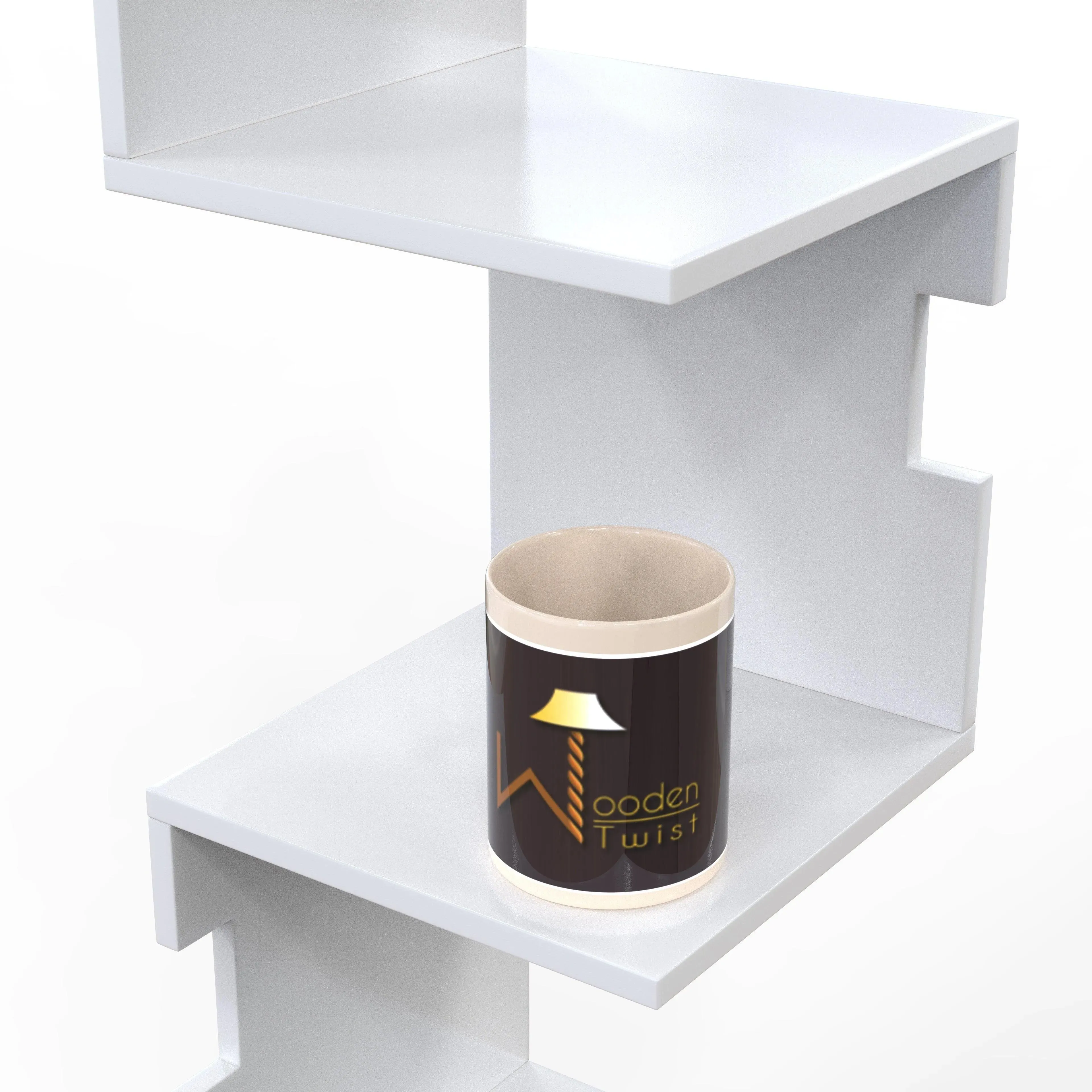 Zig Zag Alzak Floating Corner Shelves