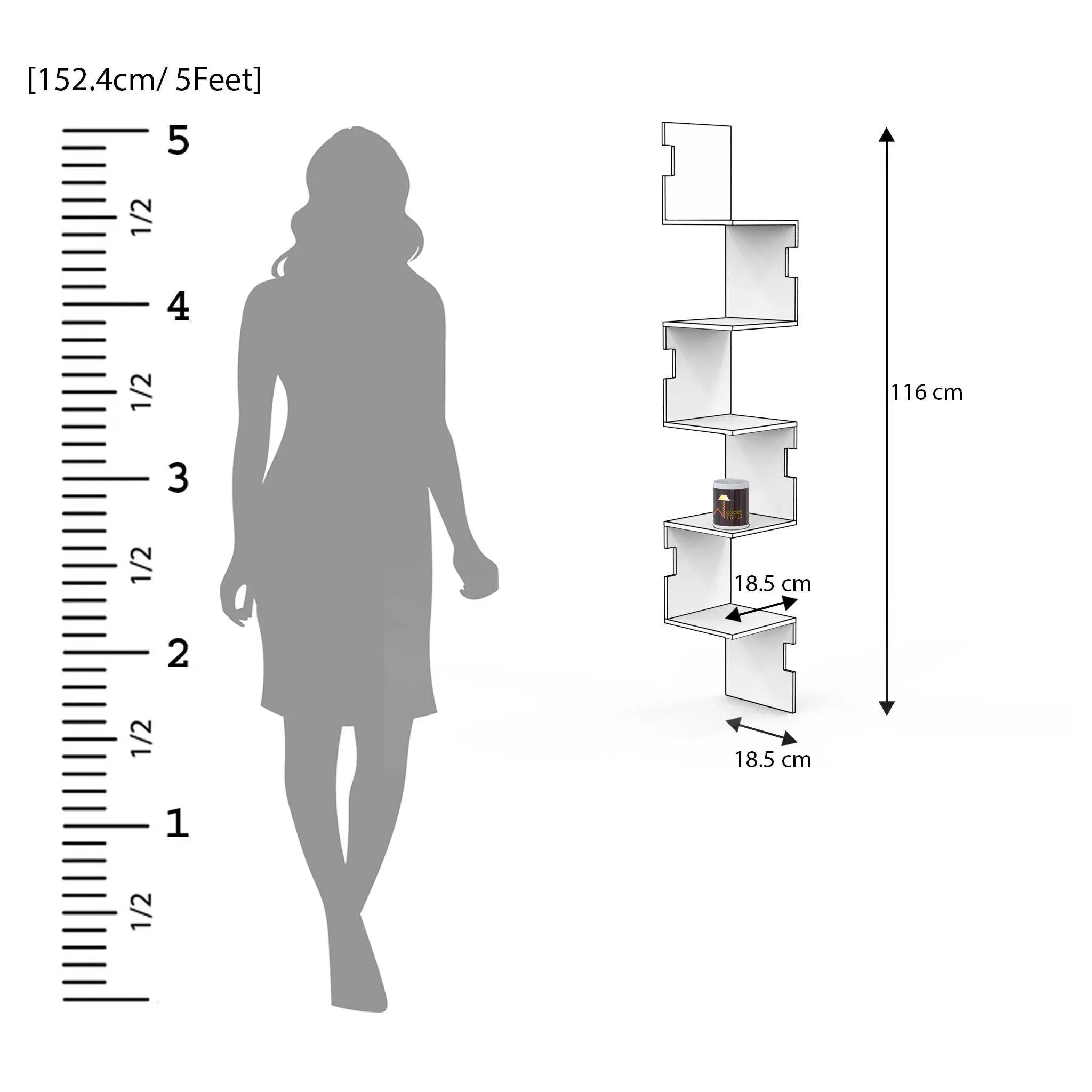 Zig Zag Alzak Floating Corner Shelves