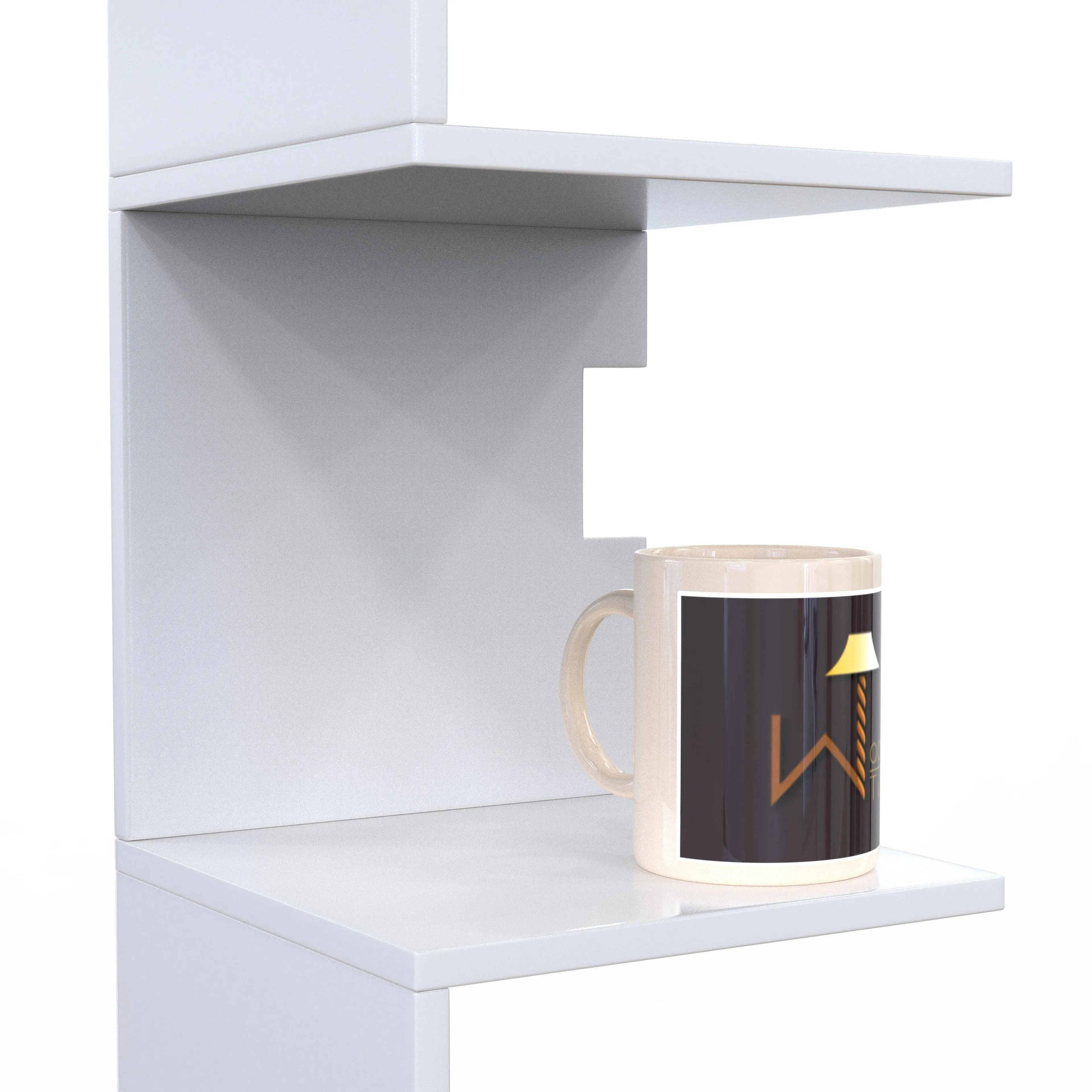 Zig Zag Alzak Floating Corner Shelves