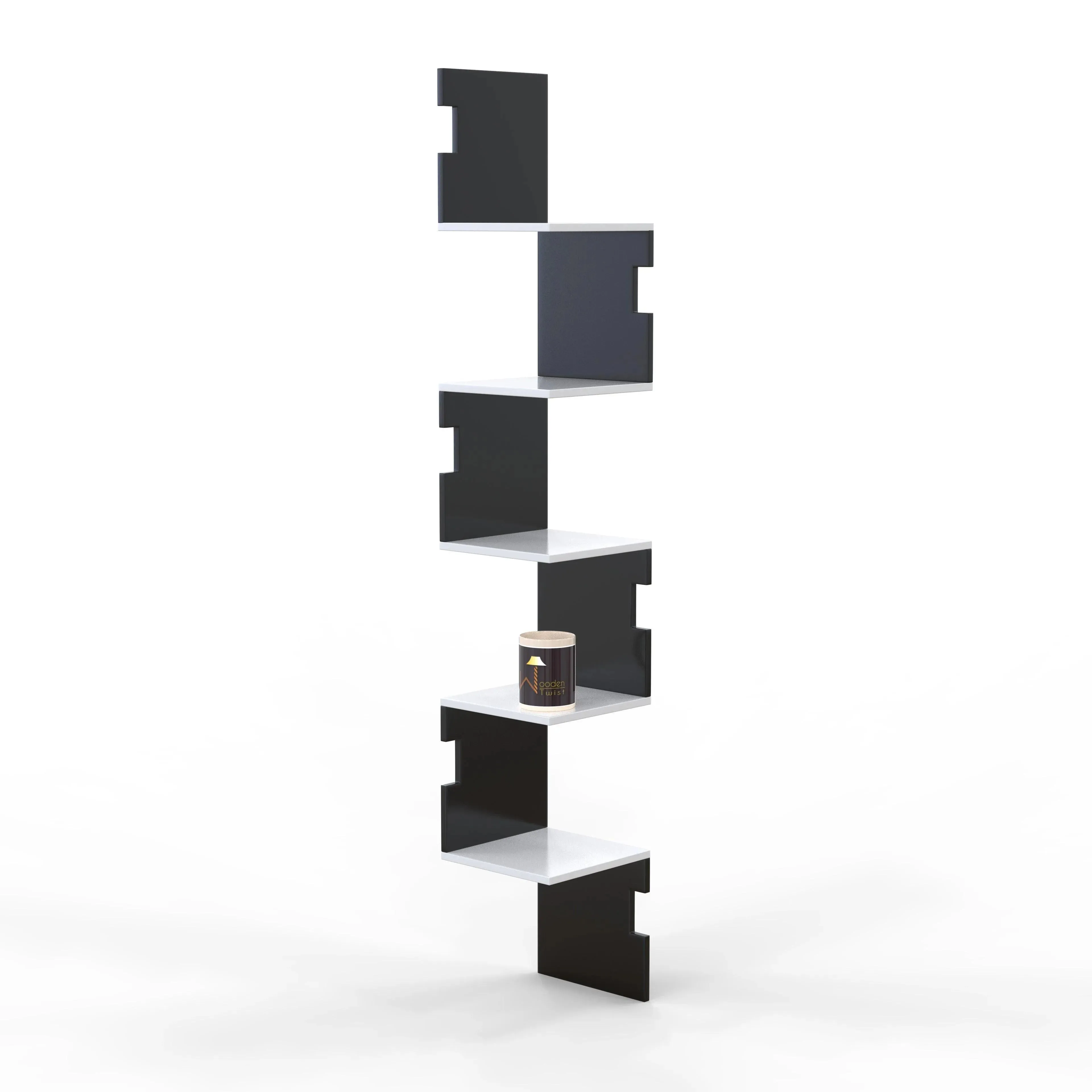 Zig Zag Alzak Floating Corner Shelves