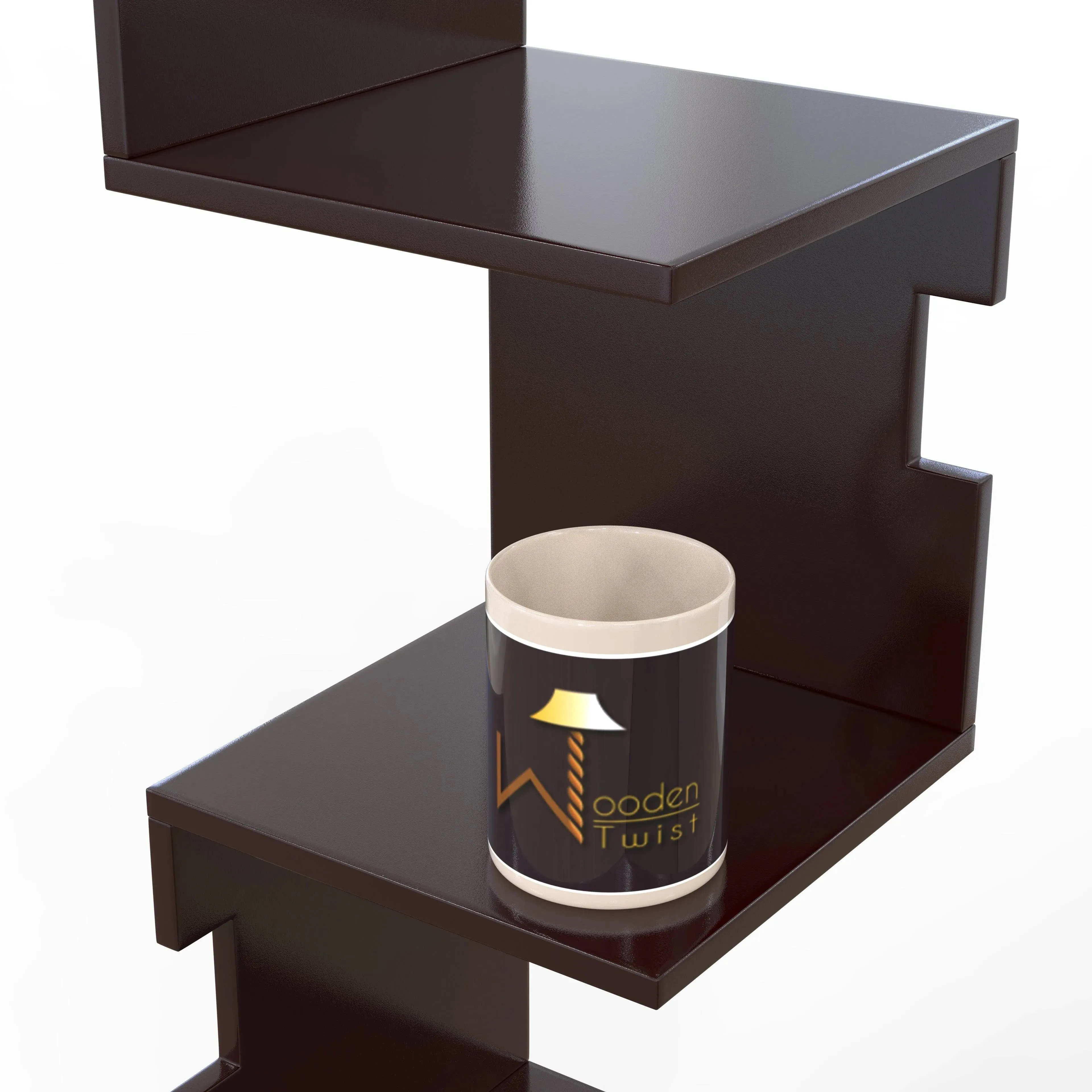 Zig Zag Alzak Floating Corner Shelves