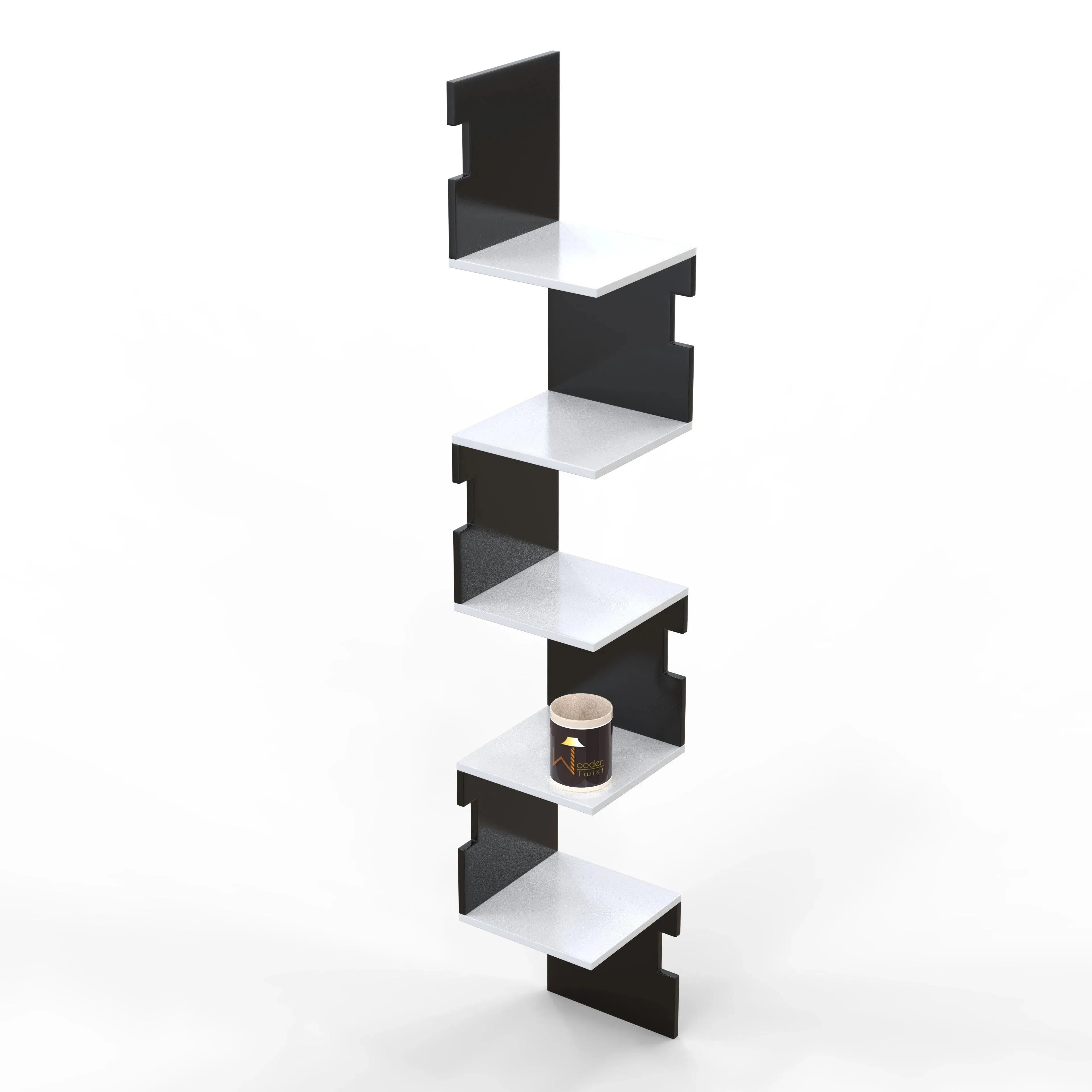 Zig Zag Alzak Floating Corner Shelves