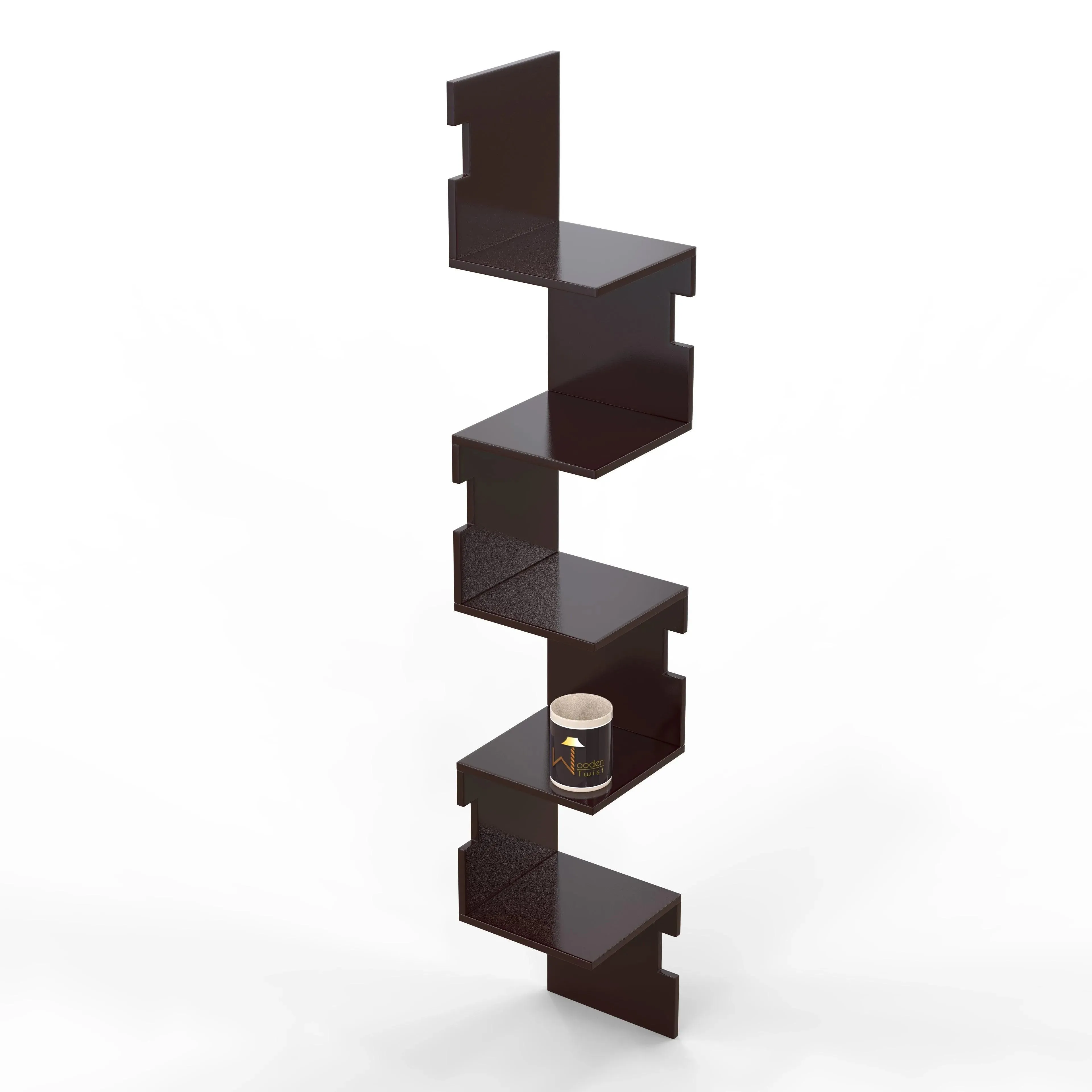 Zig Zag Alzak Floating Corner Shelves