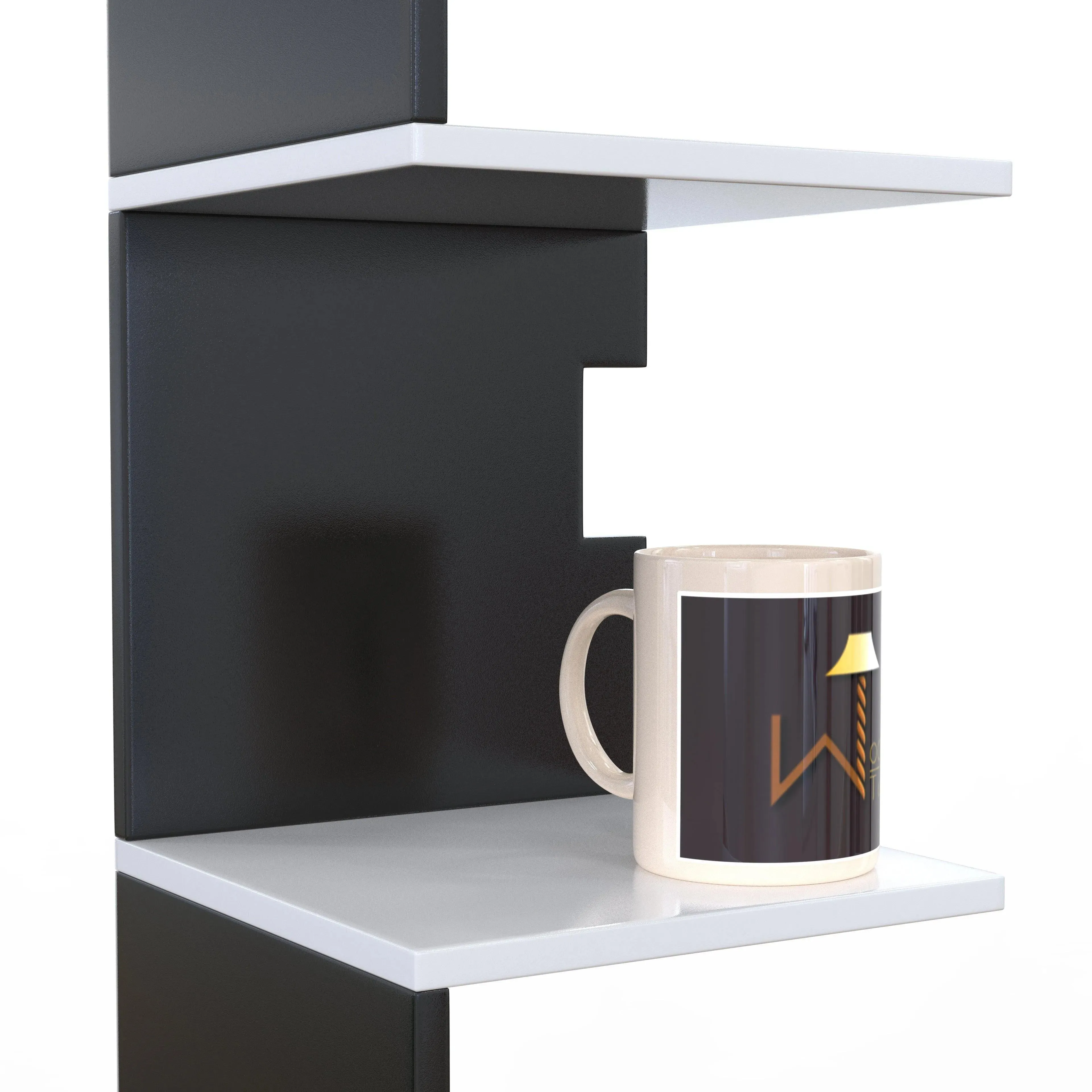 Zig Zag Alzak Floating Corner Shelves