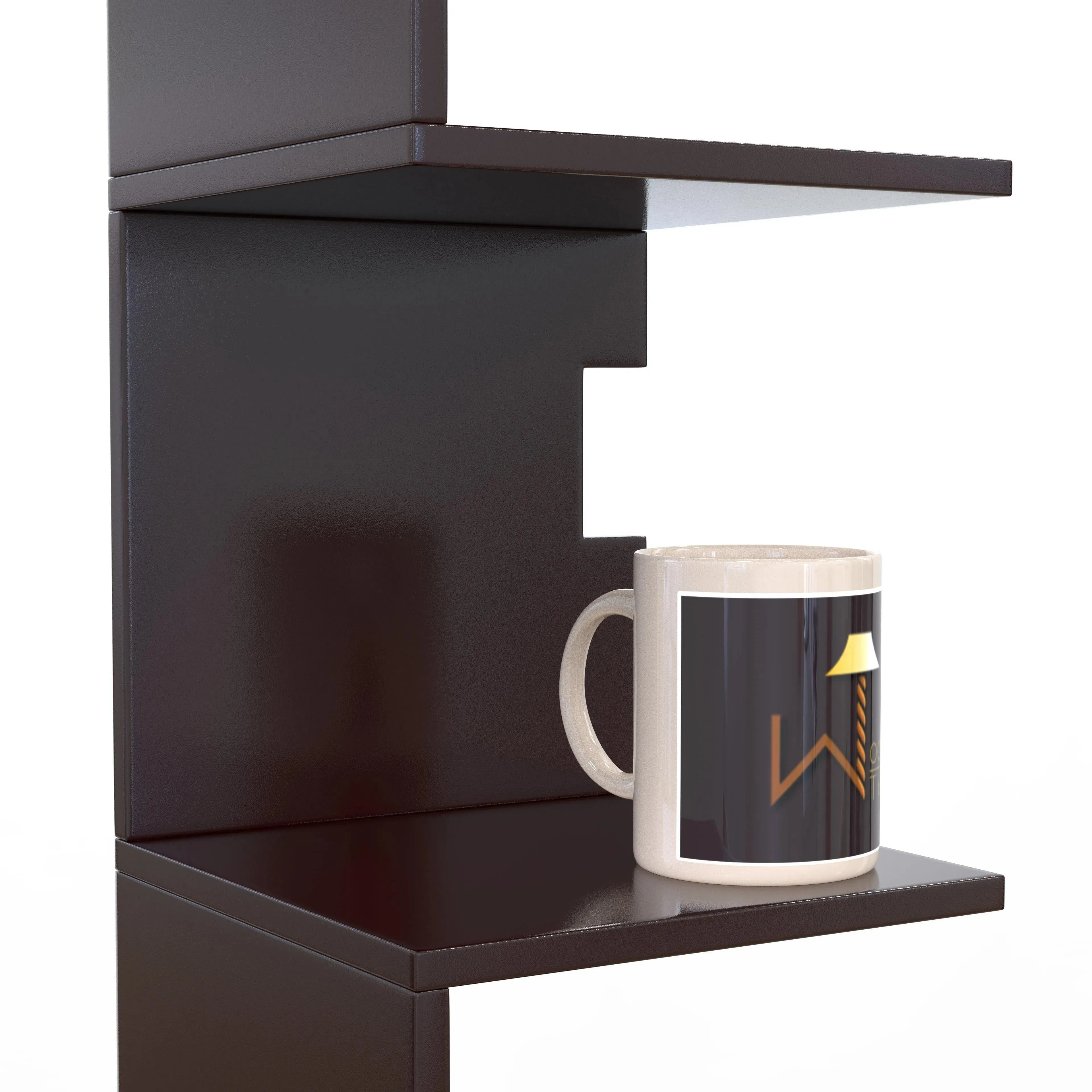 Zig Zag Alzak Floating Corner Shelves