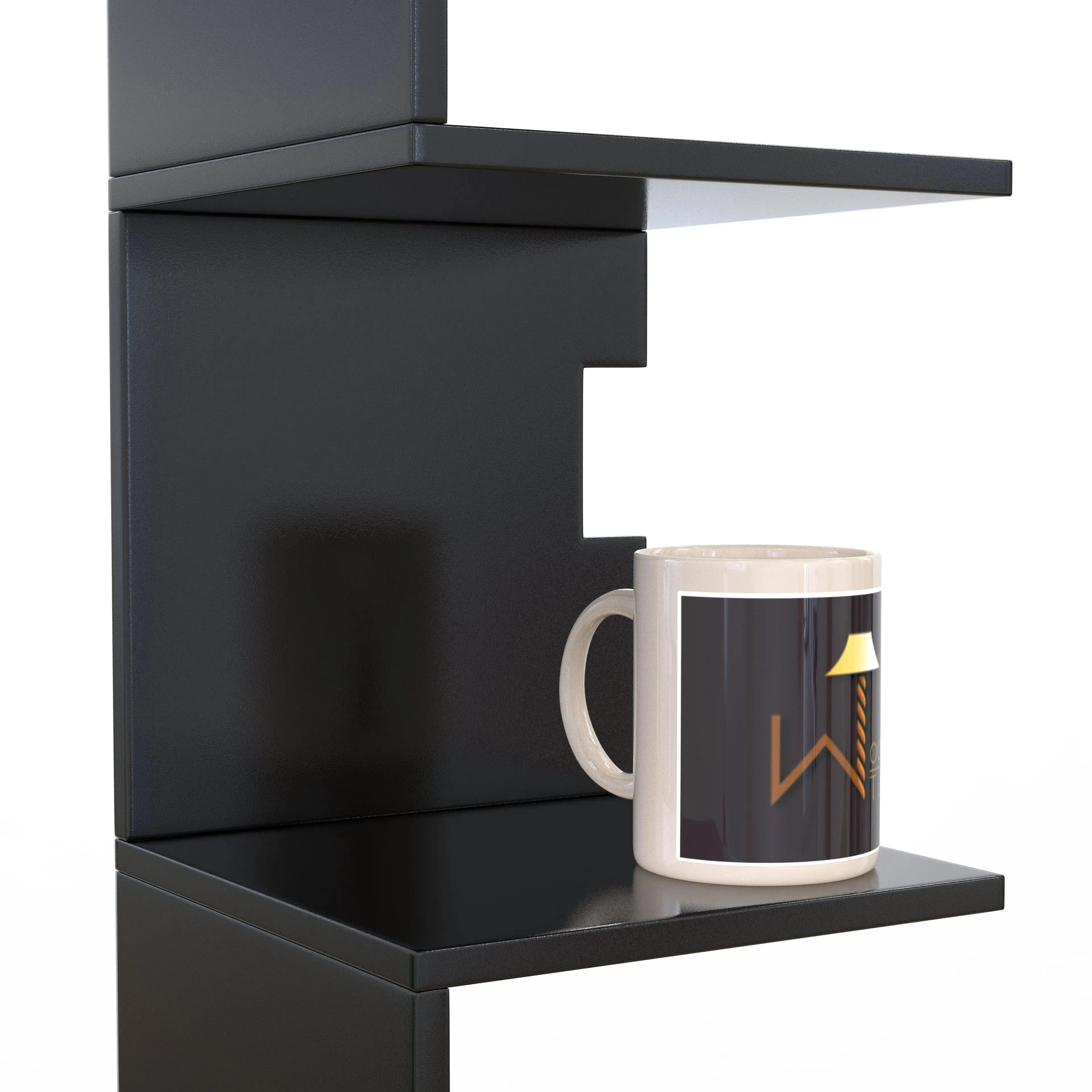 Zig Zag Alzak Floating Corner Shelves