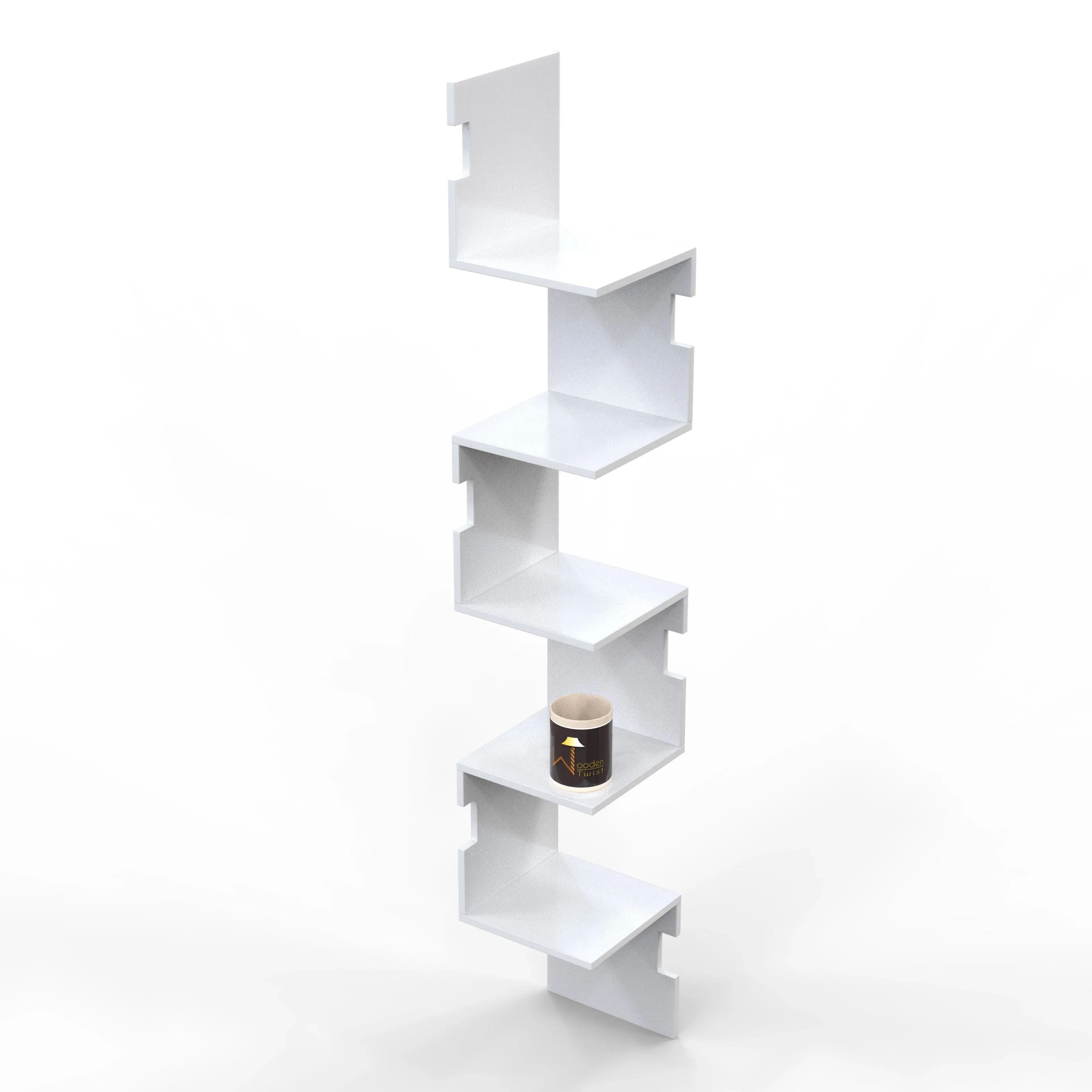 Zig Zag Alzak Floating Corner Shelves